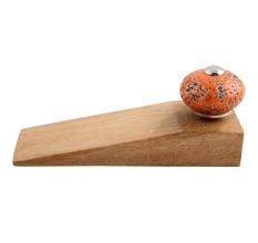 2 Pieces Orange And Black Etched Ceramic Wooden Door Stopper
